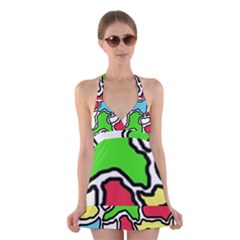 Colorful Abtraction Halter Swimsuit Dress by Valentinaart