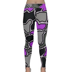 Purple And Gray Abstraction Yoga Leggings by Valentinaart