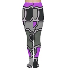 Purple And Gray Abstraction Women s Tights by Valentinaart