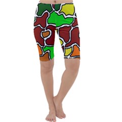 Africa Abstraction Cropped Leggings  by Valentinaart