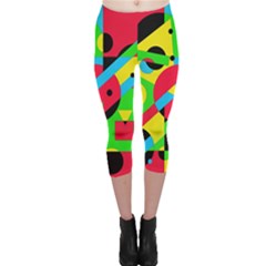 Colorful Geometrical Abstraction Capri Leggings  by Valentinaart