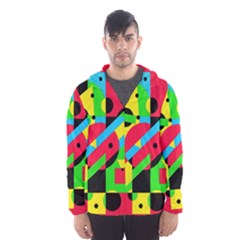 Colorful Geometrical Abstraction Hooded Wind Breaker (men) by Valentinaart