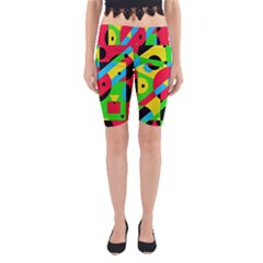 Colorful Geometrical Abstraction Yoga Cropped Leggings by Valentinaart