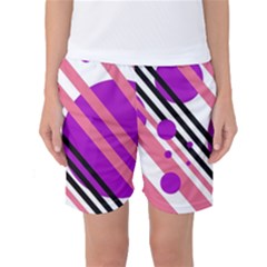 Purple Lines And Circles Women s Basketball Shorts by Valentinaart
