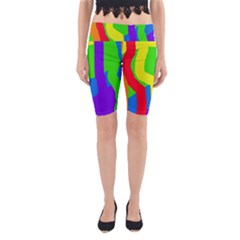 Rainbow Abstraction Yoga Cropped Leggings by Valentinaart
