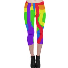 Rainbow Abstraction Capri Leggings  by Valentinaart