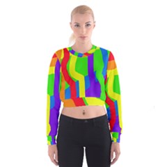 Rainbow Abstraction Women s Cropped Sweatshirt by Valentinaart