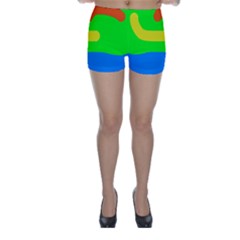 Rainbow Abstraction Skinny Shorts by Valentinaart