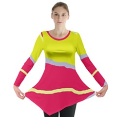 Red And Yellow Design Long Sleeve Tunic  by Valentinaart
