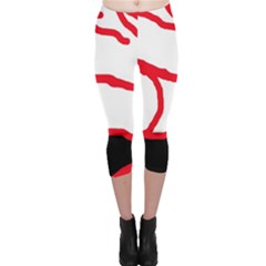 Red, Black And White Design Capri Leggings  by Valentinaart