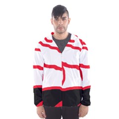 Red, Black And White Design Hooded Wind Breaker (men) by Valentinaart