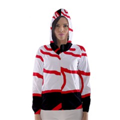 Red, Black And White Design Hooded Wind Breaker (women) by Valentinaart