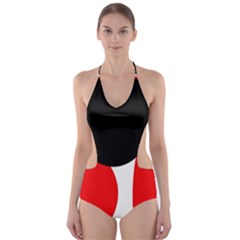 Red, Black And White Cut-out One Piece Swimsuit by Valentinaart