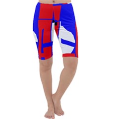 Blue, Red, White Design  Cropped Leggings  by Valentinaart