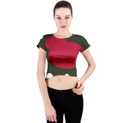 Red, Black And White Abstraction Crew Neck Crop Top by Valentinaart