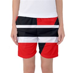 Red, White And Black Abstraction Women s Basketball Shorts by Valentinaart