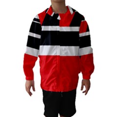 Red, White And Black Abstraction Hooded Wind Breaker (kids) by Valentinaart