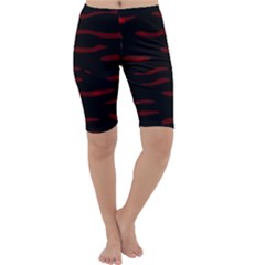 Red And Black Cropped Leggings  by Valentinaart