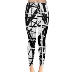 Black And White Abstract Design Leggings  by Valentinaart