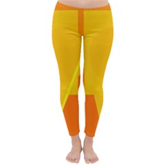 Orange Abstract Design Winter Leggings  by Valentinaart