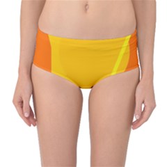 Orange Abstract Design Mid-waist Bikini Bottoms by Valentinaart
