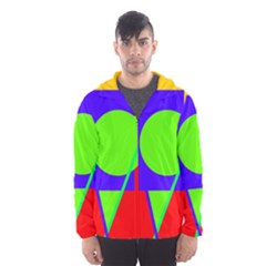 Colorful Geometric Design Hooded Wind Breaker (men) by Valentinaart