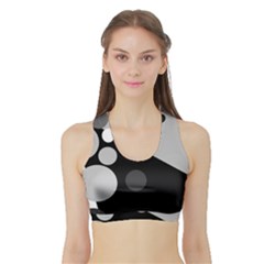 Gray Decorative Dots Sports Bra With Border by Valentinaart