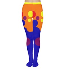 Blue And Orange Dots Women s Tights by Valentinaart