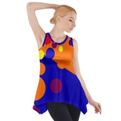 Blue And Orange Dots Side Drop Tank Tunic by Valentinaart