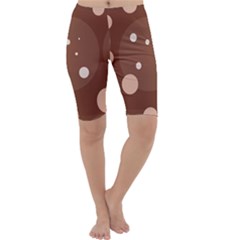 Brown Abstract Design Cropped Leggings  by Valentinaart