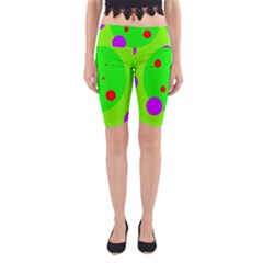 Green And Purple Dots Yoga Cropped Leggings by Valentinaart