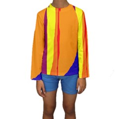 Hot Colorful Lines Kid s Long Sleeve Swimwear by Valentinaart