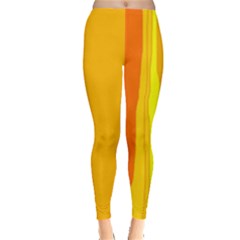 Yellow And Orange Lines Leggings  by Valentinaart