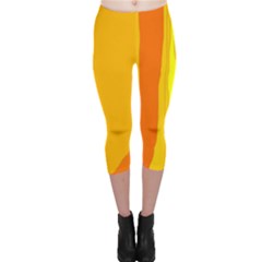 Yellow And Orange Lines Capri Leggings  by Valentinaart
