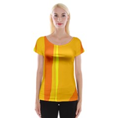 Yellow And Orange Lines Women s Cap Sleeve Top by Valentinaart