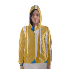 Blue And Yellow Lines Hooded Wind Breaker (women) by Valentinaart