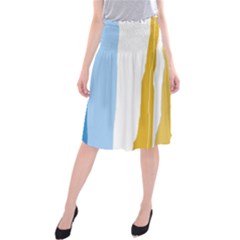 Blue And Yellow Lines Midi Beach Skirt by Valentinaart