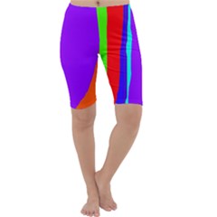 Colorful Decorative Lines Cropped Leggings  by Valentinaart