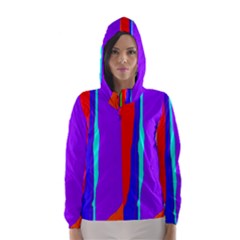 Colorful Decorative Lines Hooded Wind Breaker (women) by Valentinaart