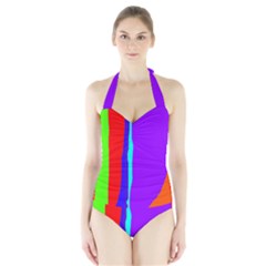Colorful Decorative Lines Halter Swimsuit by Valentinaart