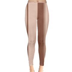 Elegant Brown Lines Leggings  by Valentinaart