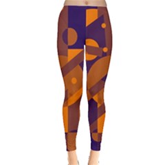 Blue And Orange Abstract Design Leggings  by Valentinaart