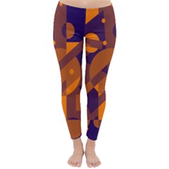 Blue And Orange Abstract Design Winter Leggings  by Valentinaart