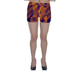 Orange And Blue Abstract Design Skinny Shorts by Valentinaart