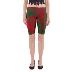 Red And Green Abstract Design Yoga Cropped Leggings by Valentinaart