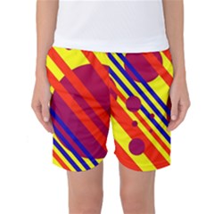 Hot Circles And Lines Women s Basketball Shorts by Valentinaart