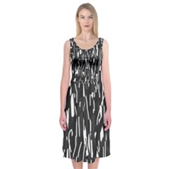 Black And White Elegant Pattern Midi Sleeveless Dress by Valentinaart