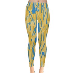 Yellow And Blue Pattern Leggings  by Valentinaart