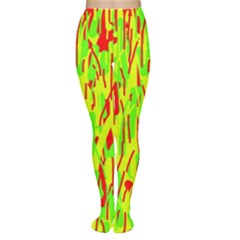 Green And Red Pattern Women s Tights by Valentinaart