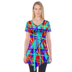 Colorful Pattern Short Sleeve Tunic  by Valentinaart